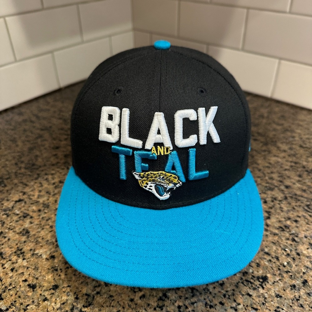 Jacksonville Jaguars Black & Teal NFL Football New Era 59Fifty Cap Hat 7‎ 3/8